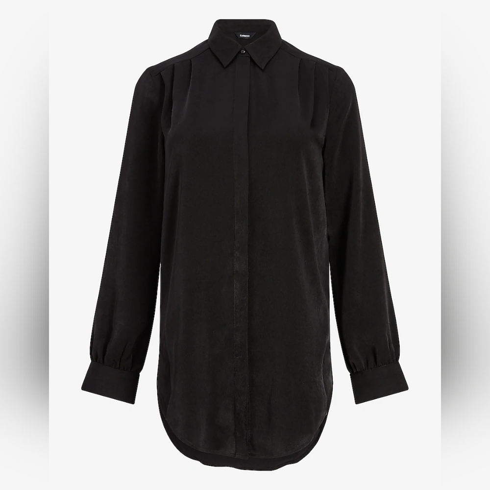 Express Pleated Shoulder Tunic - Black - Size S